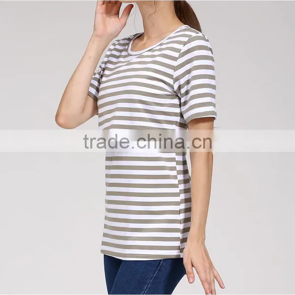 Wild Short Sleeve Nursing Clothes Small Fresh Breastfeeding Clothing Cotton Maternity Mother Outdoor Tops photo-2