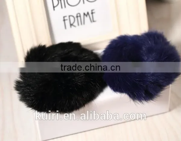 Real Rex Rabbit Fur Elastic Hair Bands Hair Bands Elastic Ties Ponytail Holder Hair Accessories for Women photo-4