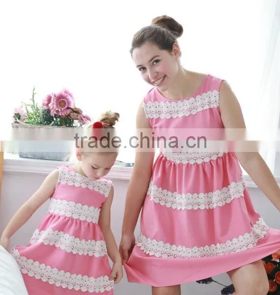 Elegant Lace Embroidered Dresses Mother Daughter Clothes New Summer Dress photo-2