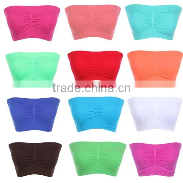 Seamless Spandex Layering PADDED BRA BANDEAU Crop Tube Top Strapless ONE SIZE-2 photo-4