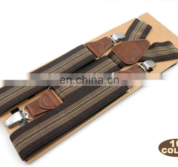 2017 Yiwu Longkang Strong High-end Elastic Striped Ribbons 3 Clips Mens Work Suspenders photo-5