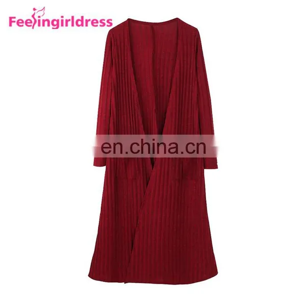 Autumn And Winter Women Fashion Long Sleeve Sweater Clothing Long Knitted Cardigan photo-3