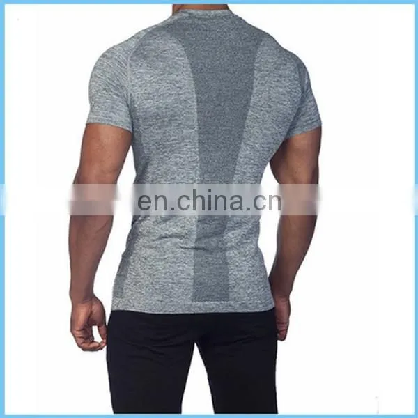 Yihao Cotton Spandex Dry Fit Plain T-shirts Soft Feeling Men Training Gym t -shirt Fitted photo-3