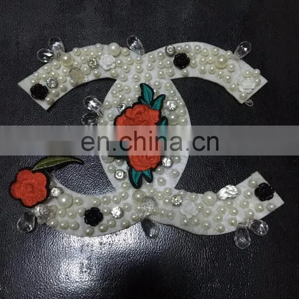 Luxury Letter Flower Sequin Beaded Patches Embroidery Flower Bead Applique Patch photo-3
