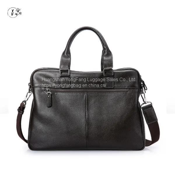 New Men's Casual Leather Men's Bag Business Briefcase photo-5