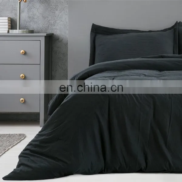 China Made Black Water Wash Microfiber Home Twin Size Bedding Set Duvet Cover photo-3