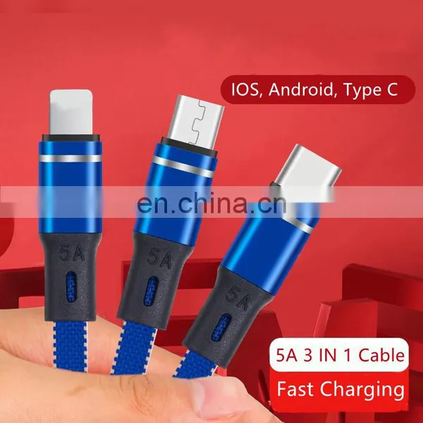3 In 1 Charging Cable Type C 5A Fast Charging Cable Usb Data Cable for Iphone photo-5