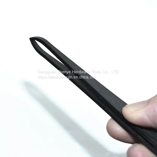 Plastic Tweezers Black Flat Head Elbow Pointed Flat Nose Round Head Plastic Anti-static Tweezers Carbon Fiber Tweezers 93304 photo-5