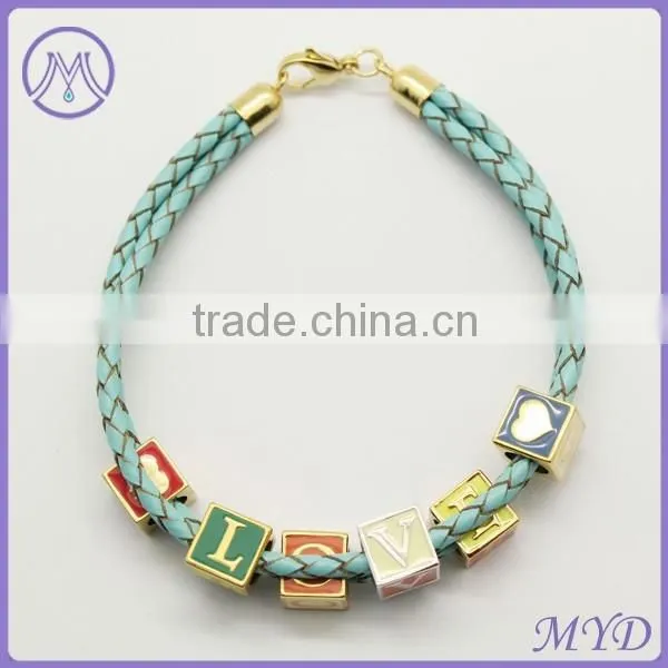Custom DIY Women Leather Bracelet With Metal Charms photo-2