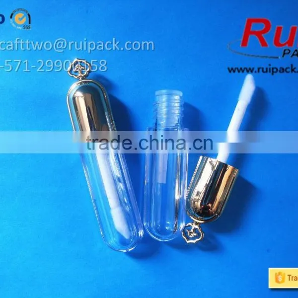 Mini Lip Gloss Tube With Gold Brush Cap, Small Transparent Lip Color Tube/container photo-3