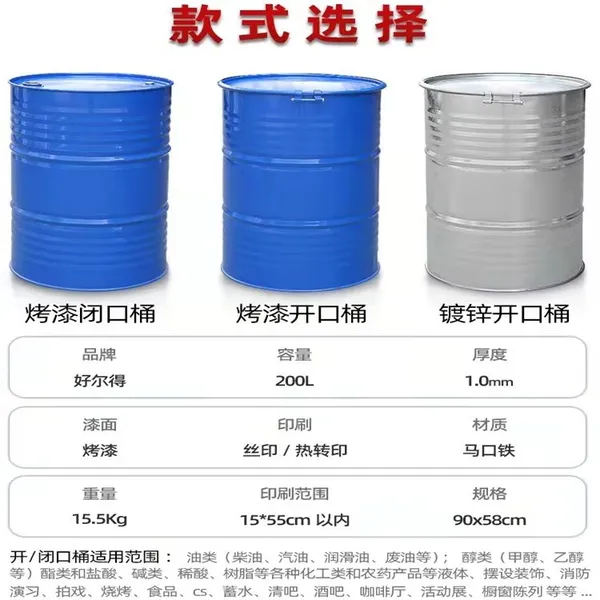 200L Thin Iron Barrel Necking Paint Barrel Lubricating Oil Iron Barrel 200L Dangerous Steel-plastic Composite Barrel photo-3