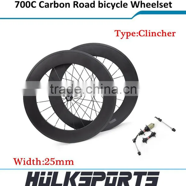 Carbon Road Bike Wheels 25mm Width Bicycle Carbon Wheel Set Clincher 88mm Straight Pull High TG Resin Racing Bike Wheelset