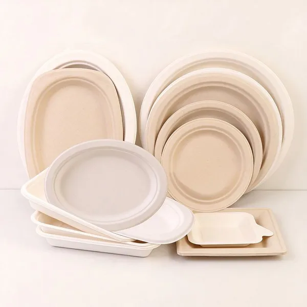 Disposable Bamboo Pulp Tray-bamboo Fiber Serving Tray-plant Fiber Platter-bamboo Fiber Food Container photo-2