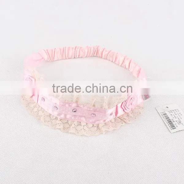2015 Girl Hair Bands Baby Girl Lace Elastic Headband With Diamante photo-4