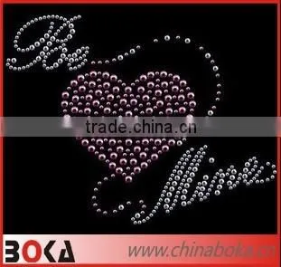 Love heart hot fix rhinestone iron on transfer wholesale