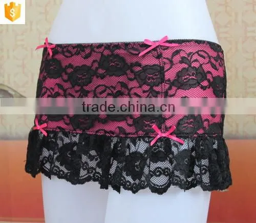 Pink Sexy Lace Lady Skirt, Black Lace Young Girl Skirt photo-2