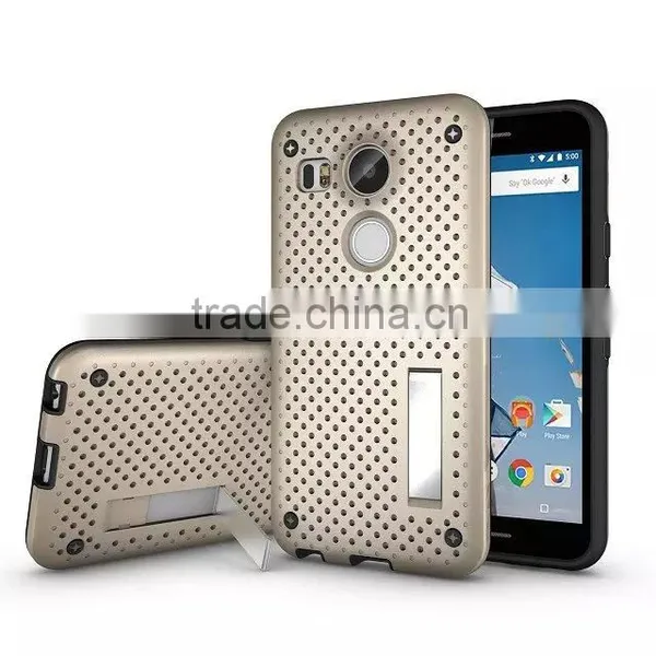 Shockproof Back Stand Case With Head Radiation Function For Nexus 5X Mesh Back Style TPU Rubber Cover Case MT-5296 photo-5