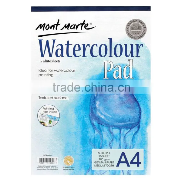 Mont Marte Watercolour Pad German Paper A4 180gsm 15 Sheet