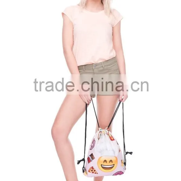 High Quality 3D Printed Emoji Cook Polyester Drawstring Bag photo-3