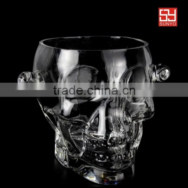 Cheap Hand Blown Skull Shape Glass Ice Bucket Wholesale photo-2