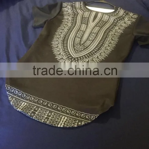 2016 Custom Dashiki Men Longline Cotton Men t Shirt Side Zip photo-2