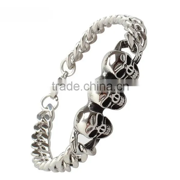 Kindy Jewelry JCB0236 Vintage Punk Style Stainless Steel North Skull Bracelet for Men Supplier's Choice photo-3