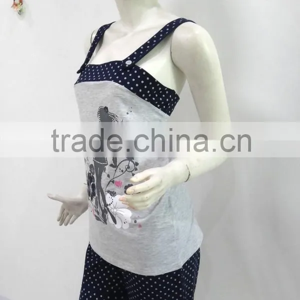 Casual Lovely Wave Point Harness Pajamas Women photo-4