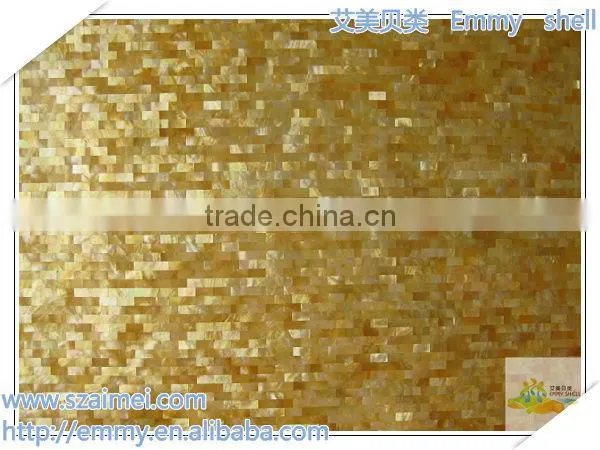 Brick Yellow Mother of Pearl Mosaic Gold Shell Mosaic Wall Tile photo-3