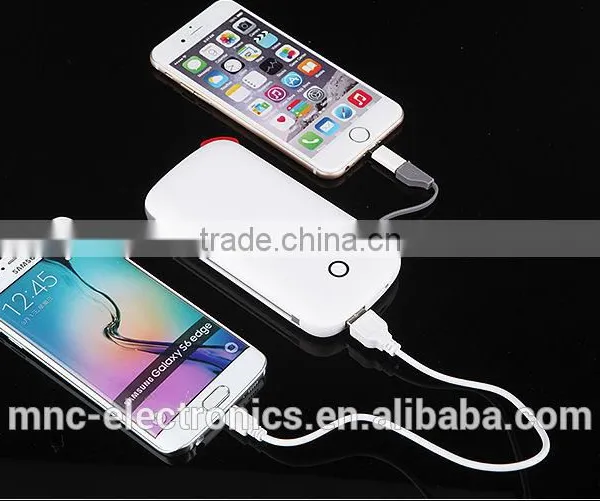 Real 6000mAh Ultra Slim Built in Cable Custom Logo Printing Dual Output 2A Fast Charging Power Bank Charger photo-5