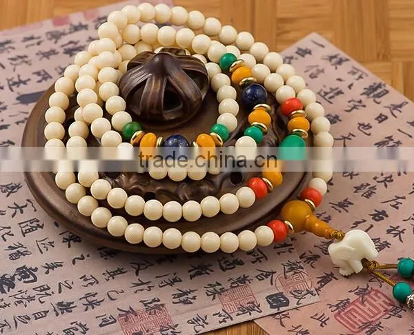 6mmx108Beads Women's Men's Artificial Hippopotamus Tooth Round Beads Bracelet photo-2