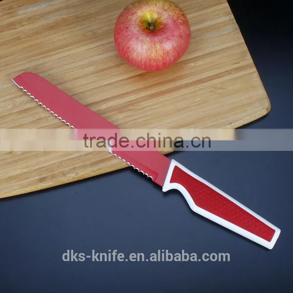 KP1401B 8 Inch New Designed Bread Knife With Non-stick Color Coating Colored Kitchen Knife
