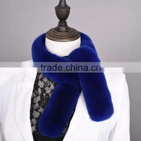 High Quality Ladies Rex Rabbit Fur Scarf Real Fur Scarf For Women KZ160055 photo-4