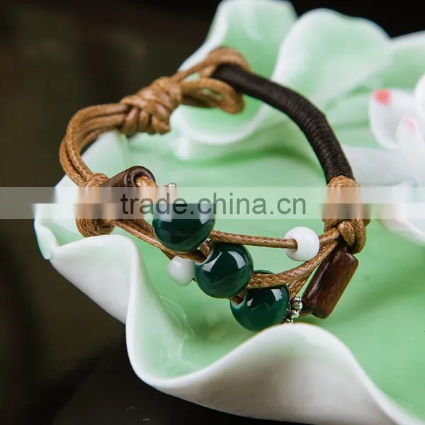 Green Porcelain Beads Bracelet With Adjustablt Length Supplier's Choice photo-3
