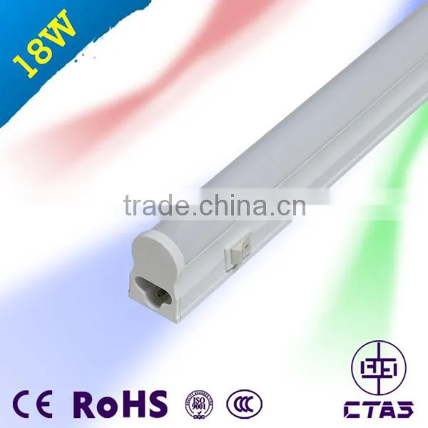 New Design! 2 Years Warranty Pass CE RoHS Certification 18W 1200mm 4ft Aluminum + PC T5 LED Tube With Switch