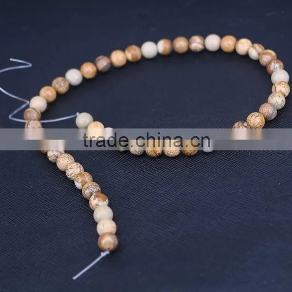 Brown Round Picture Jasper Beads Natural Stone Beads 8mm Strand 15"/Diy For Jewelry Making photo-3