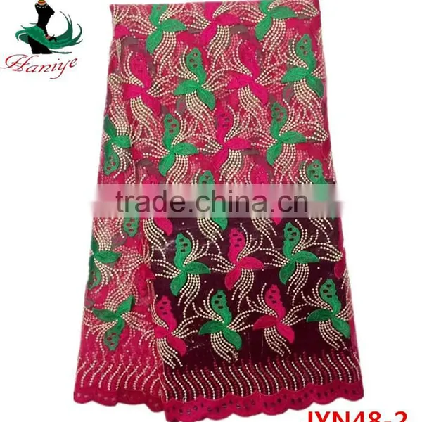 New Arrival French Net Lace Fabric, African Tulle Lace Fabric With Stones JYN48 photo-2