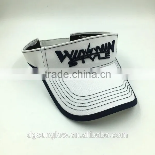 100% Cotton White 3D Embroidery Men's Golf Visor Caps photo-2