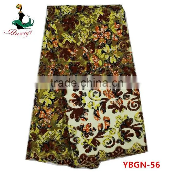 Fashion Style Wonderful Design Wax With Tulle Lace Beaded Wax Lace Fabric With Stones photo-2