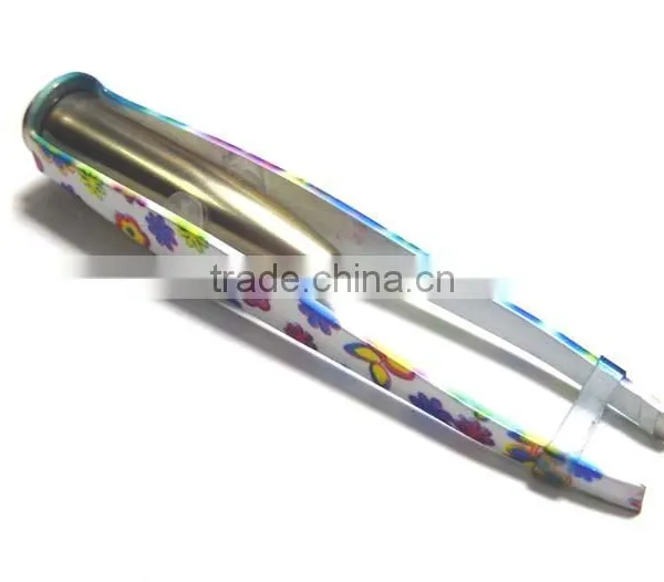 Flowers Pattern Tweezer With Led Light, Stainless Steel Tweezer, Light Tweezer,