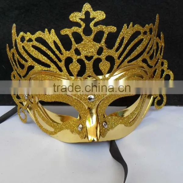 Manufacturer - Cheap Dance Party Mask - Halloween Mask of Venice - Gold Crown Mask photo-2