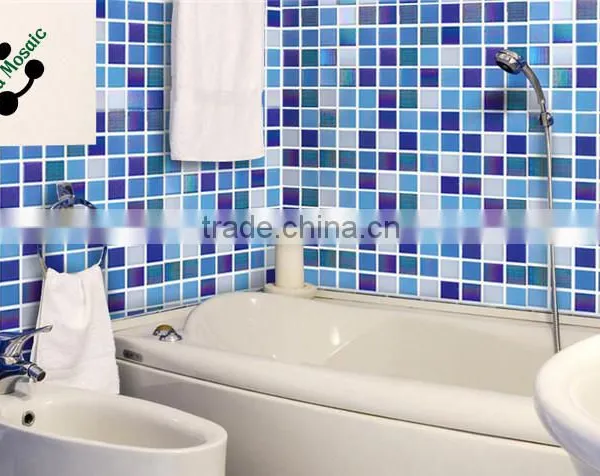 SMH20 Blue Mix Square Mosaic Pattern Glass Mosaic Swimming Pool Bottom Tiles