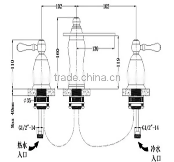 Axe Shape Bathub Waterfall Faucet , Bathtub Faucet 3 Hole Faucet With Shower photo-2