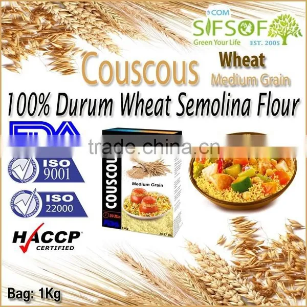 Couscous Medium Grain. 100% Durum Wheat Semolina Flour. High Quality Couscous. Bag 1Kg. Healthy Mediterranean Couscous photo-2