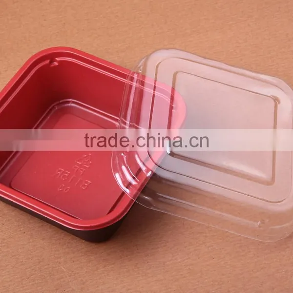 Red Square Plastic Fruit Packaging Food Box With Clear Lid photo-3