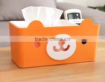 CY059 Multi-functional 4 Colors Tissue Box Cute Bear Paper Holder With Storage Grid photo-4