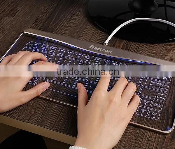 New Transparent Super Thin Glass Touch LED Backlit Universal Wired Keyboard For Windows/IOS/Android/OSX With Gesture Function photo-3