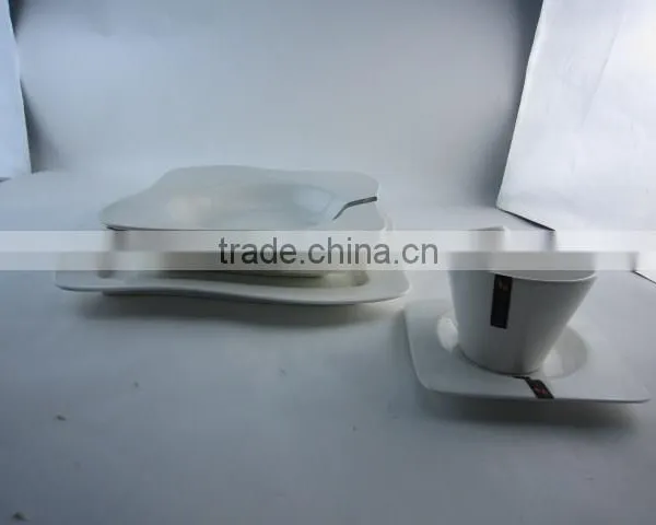 White Waved Porcelain Dinner Set With Tea Pot photo-2