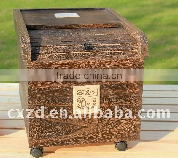 Carbonation of Restoring Ancient Style Wood Recycle Kitchen Rice Square Kitchen Bin photo-2
