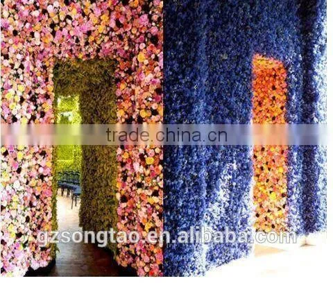 Colorful Artificial Flower Wall Backdrop With Wholesale Silk Flower Hydrangea and Rose for Wedding photo-4