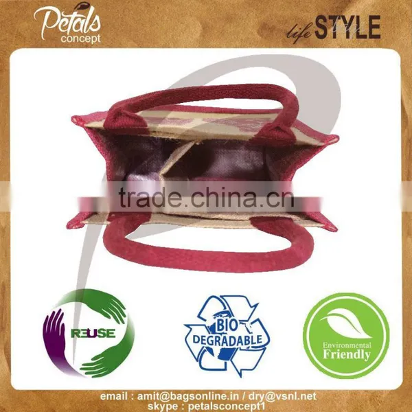 PP Laminated Two Bottle Jute Wine Bag - for Wholesale From India photo-5